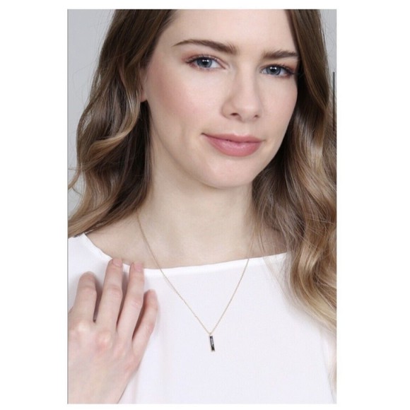 Crystal Avenue Genuine Abalone Shell Bar Pendant Necklace Gold Plate NEW - Picture 1 of 7